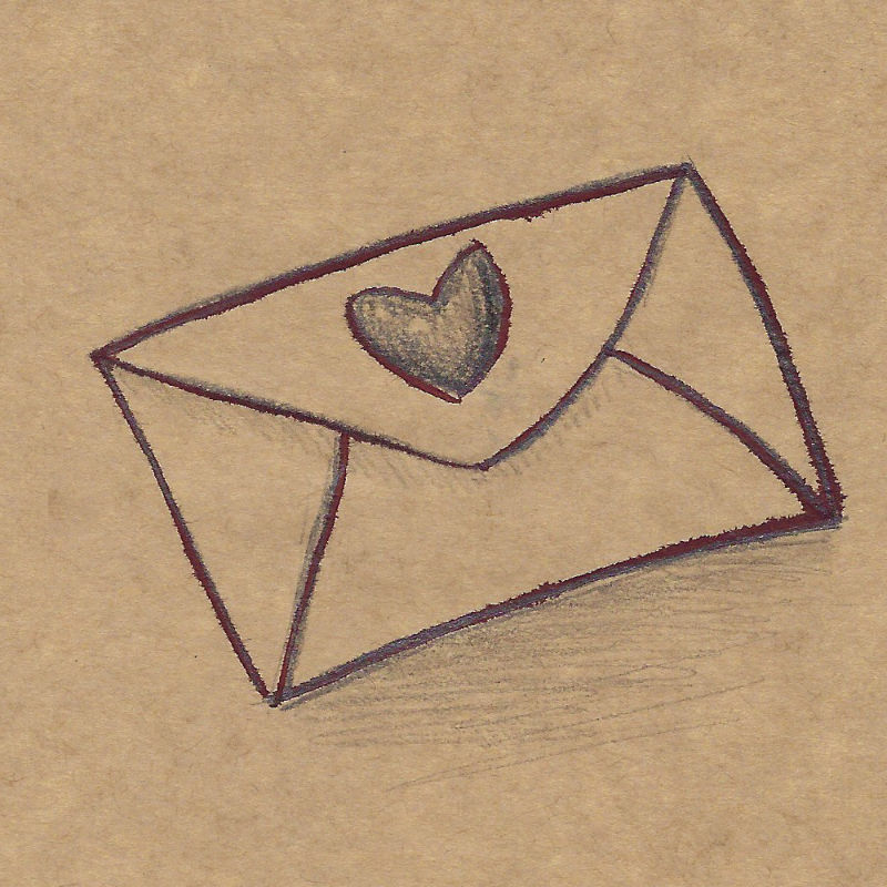An illustration of an envelope with a heart on it