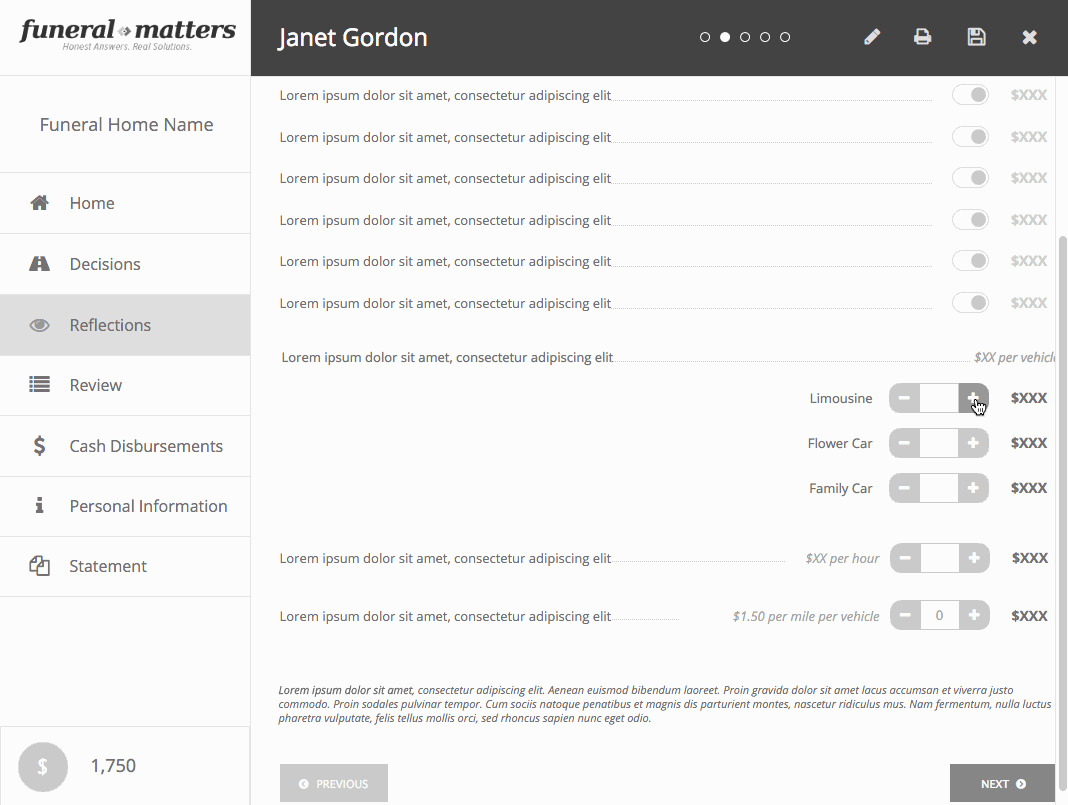 Example gif that walks through the selection process for vehicle