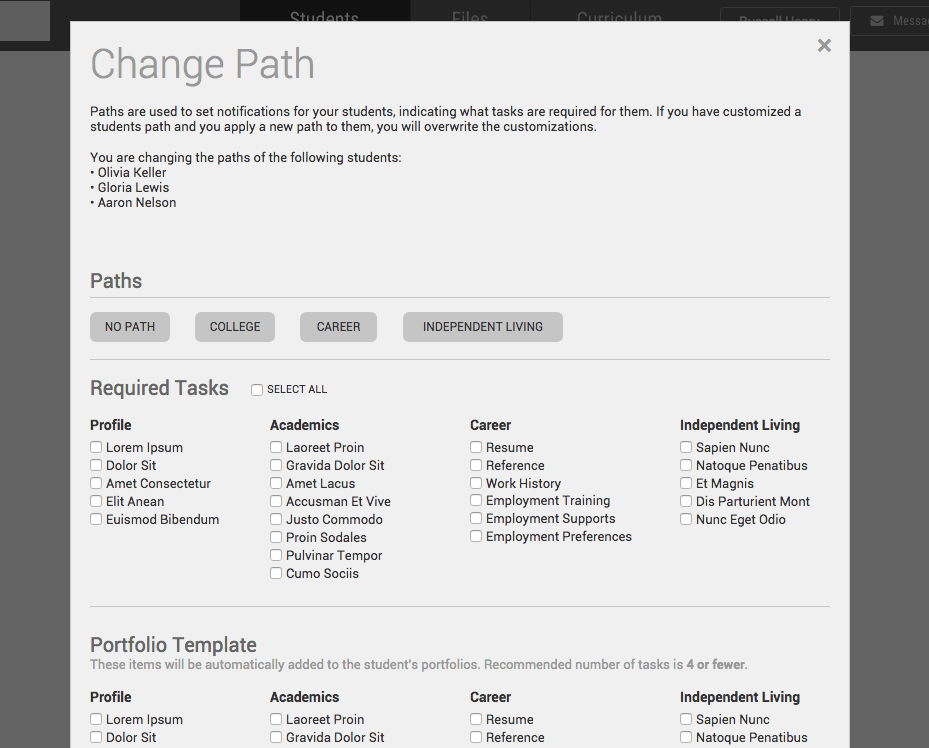 Final interface for path setting